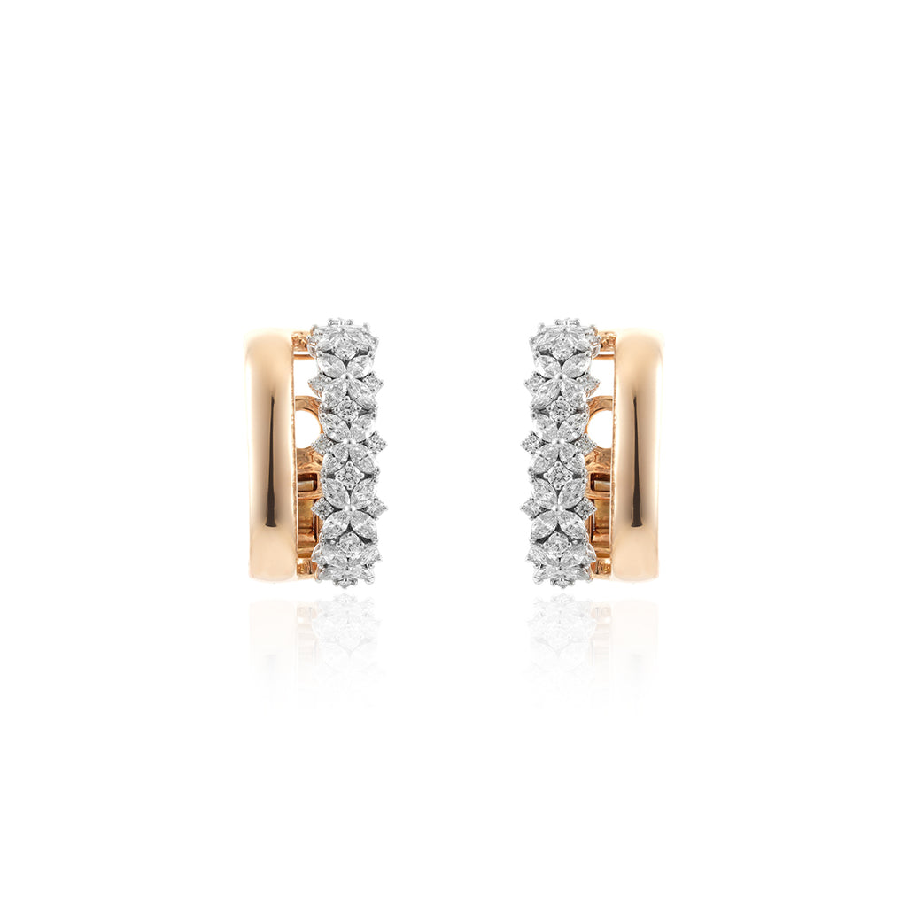 EA2422  YEPREM PINK GOLD Diamond Clip Earrings 