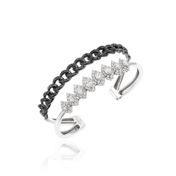 BRA0870 YEPREM Black Diamond Stackable Bangle Bracelet