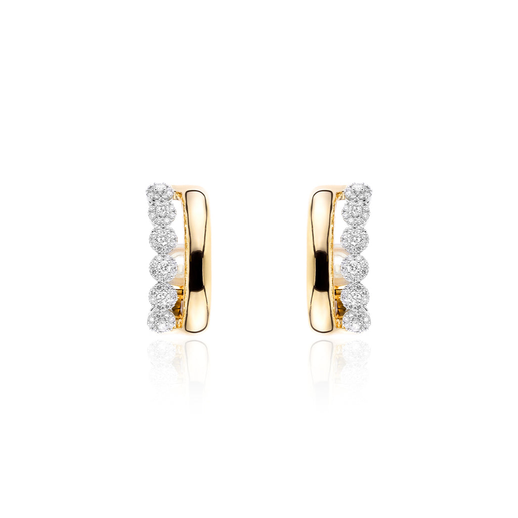 EA2416 YEPREM yellow GOLD Diamond Clip Earrings 