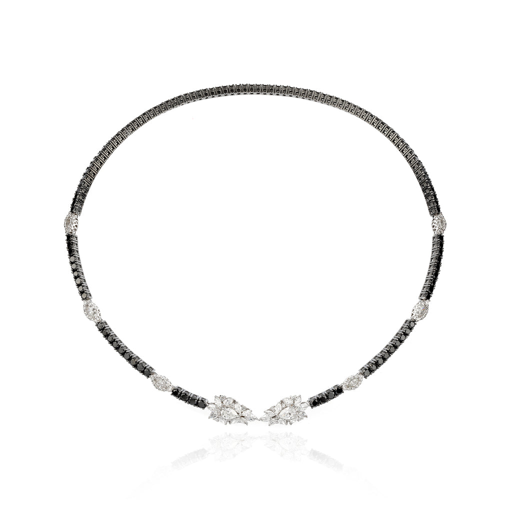 NE0632  YEPREM Black Diamond Choker Necklace
