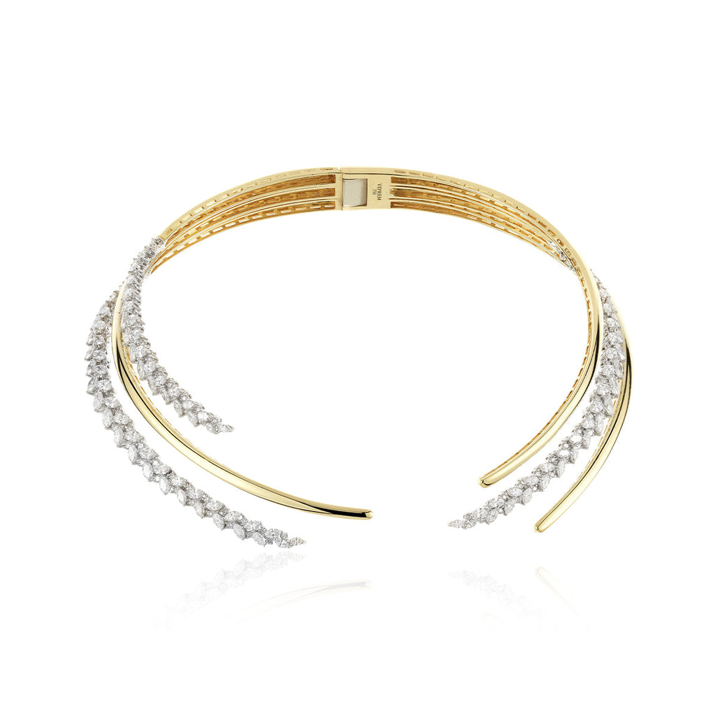 NE0779 YEPREM YELLOW GOLD DIAMOND CHOKER NECKLACE