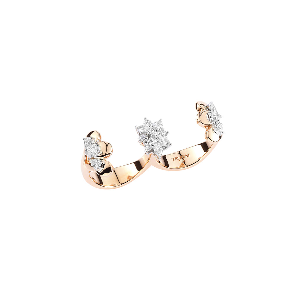 Diamond Double Finger Stackable Ring