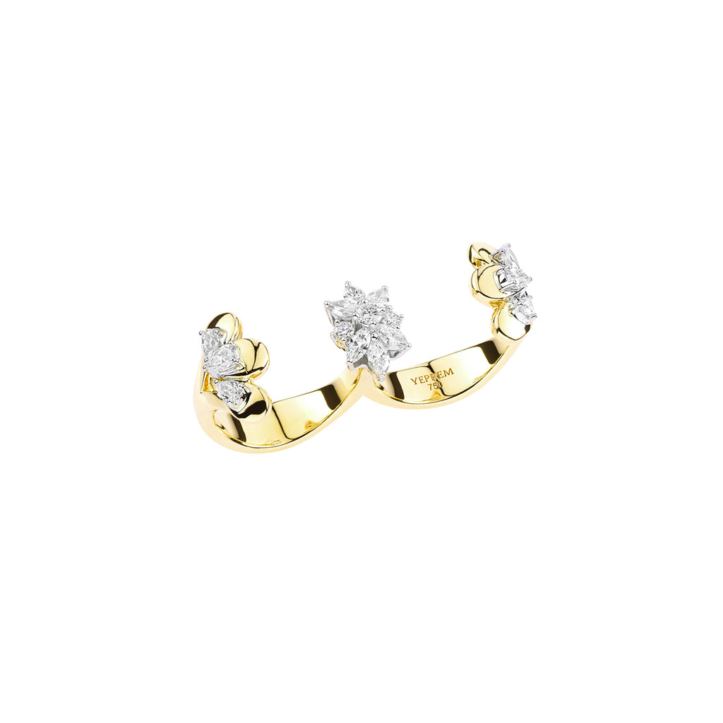 RI2842 YEPREM  Yellow Diamond Double Finger Stackable Ring