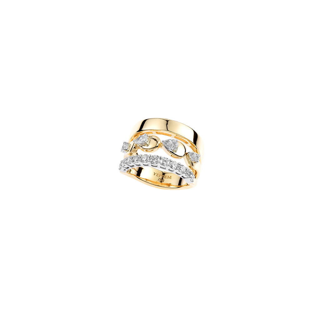 RI2843 YEPREM Yellow Gold Diamond Stackable Ring