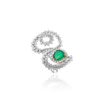 YEPREM Diamond Stackable Ring with Emerald Stone