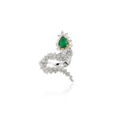 YEPREM Stackable Diamond Emerald Ring 